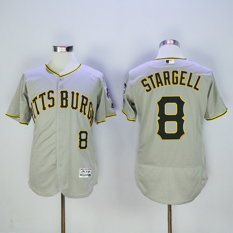 Men Pittsburgh Pirates #8 Stargell Grey Elite MLB Jerseys->pittsburgh pirates->MLB Jersey